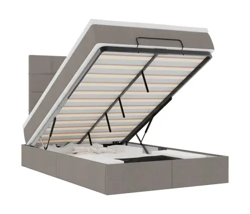 Osmanų Lovos Rėmas Su Čiužiniu, Taupe, 120X200cm Audinys