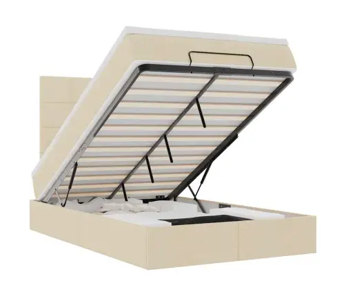 Osmaņu Gultas Rāmis Ar Matrača Krēmkrāsas 120X200 Cm Audums Vidaxl