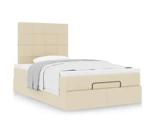 Osmaņu Gultas Rāmis Ar Matrača Krēmkrāsas 120X200 Cm Audums Vidaxl