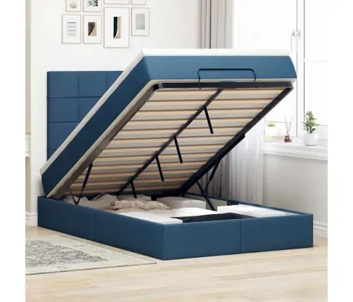 Ottomani Voodi Madratsiga, Sinise, 120X200cm Kangas