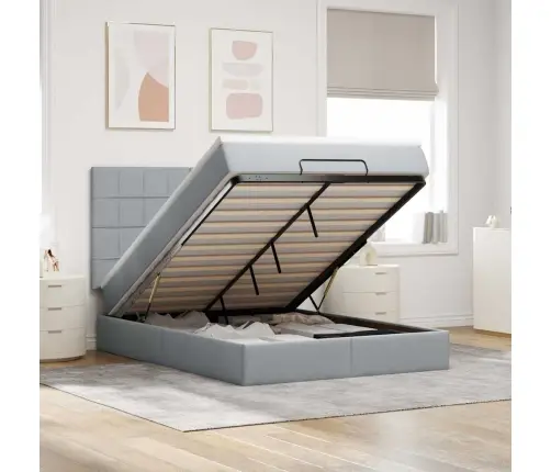 Ottomani Voodi Madratsita, Helehall, 140X190cm Kangas