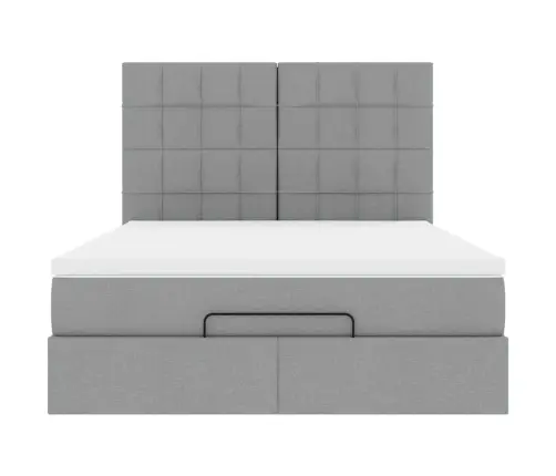 Ottomani Voodi Madratsiga, Helehall, 140X200 cm Kangas