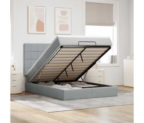 Ottomani Voodi Madratsiga, Helehall, 140X200 cm Kangas