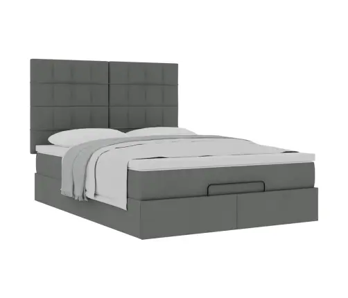 Osmaņu Gultas Rāmis Ar Matrača Tumši Pelēks 140X200 Cm Audums Vidaxl