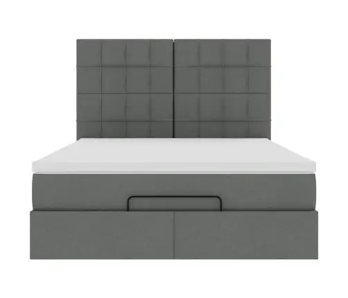 Osmaņu Gultas Rāmis Ar Matrača Tumši Pelēks 140X200 Cm Audums Vidaxl