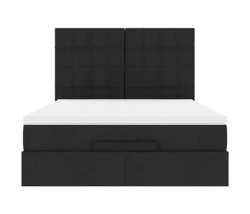 Osmaņu Gultas Rāmis Ar Matrača Melns 140X200 Cm Audums Vidaxl