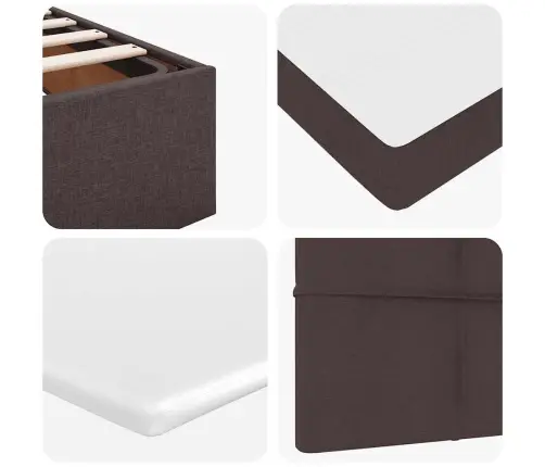 Osmanų Lovos Rėmas Su Čiužiniu, Rudas, 140X200cm Audinys