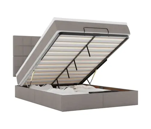 Osmaņu Gultas Rāmis Ar Matrača Pelēkbrūna 140X200 Cm Audums Vidaxl