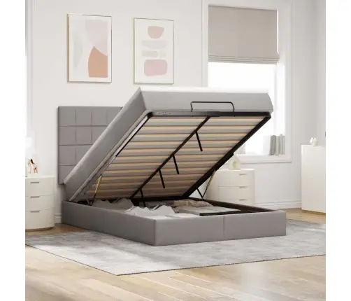 Osmaņu Gultas Rāmis Ar Matrača Pelēkbrūna 140X200 Cm Audums Vidaxl