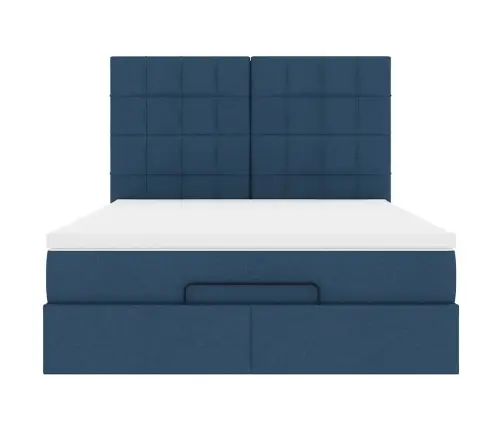Osmaņu Gultas Rāmis Ar Matrača Zils 140X200Cm Audums Vidaxl