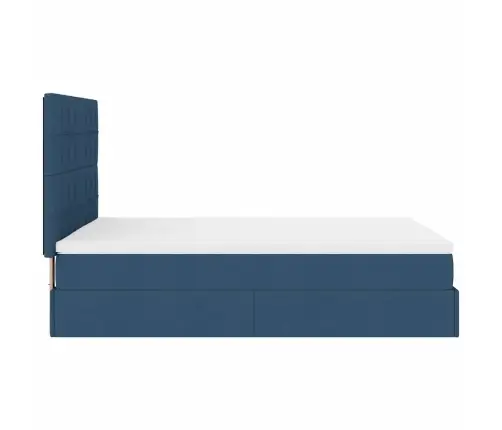 Osmaņu Gultas Rāmis Ar Matrača Zils 140X200Cm Audums Vidaxl