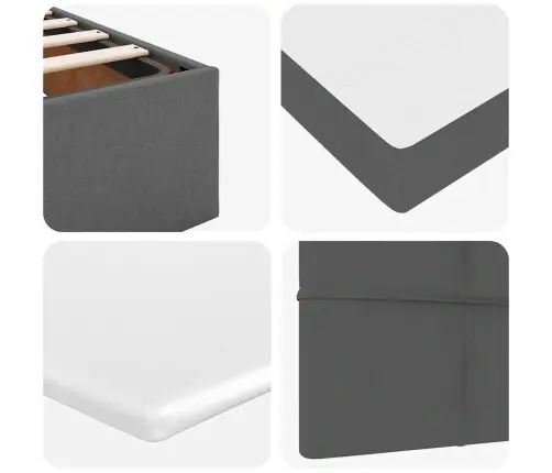 Osmanų Lovos Rėmas Su Čiužiniu, Pilkas, 160X200 cm Audinys