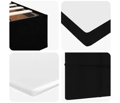 Osmaņu Gultas Rāmis Ar Matrača Melns 160X200Cm Audums Vidaxl