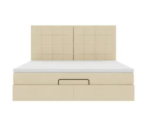 Ottomani Voodi Madratsiga, Kreemjas, 160X200 cm Kangas