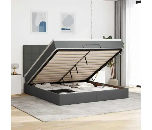 Osmaņu Gultas Rāmis Ar Matrača Tumši Pelēks 180X200Cm Audums Vidaxl