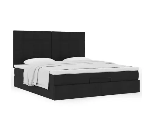 Osmaņu Gultas Rāmis Ar Matrača Melns 180X200Cm Audums Vidaxl Osmaņu Gultas Rāmis Ar Matrača Melns 180X200Cm Audums Vidaxl