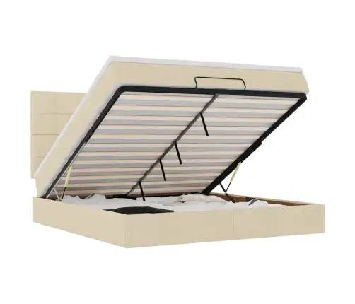 Osmaņu Gultas Rāmis Ar Matrača Krēmkrāsas 180X200Cm Audums Vidaxl