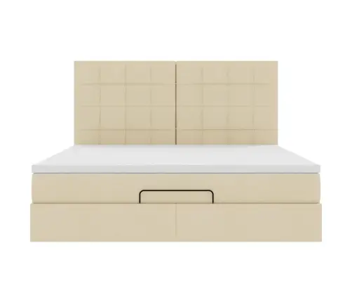 Osmaņu Gultas Rāmis Ar Matrača Krēmkrāsas 180X200Cm Audums Vidaxl