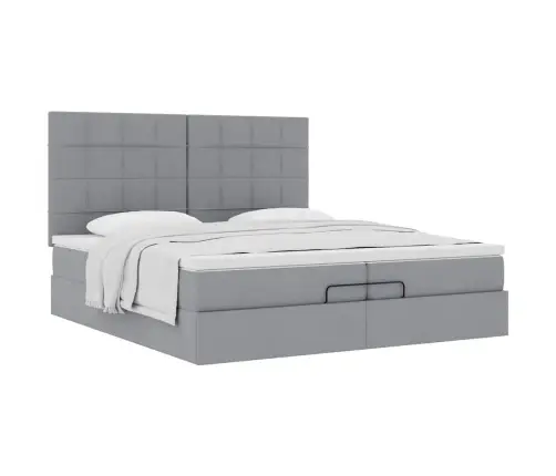 Osmaņu Gultas Rāmis Ar Matračiem Gaiši Pelēks 200X200Cm Audums Vidaxl