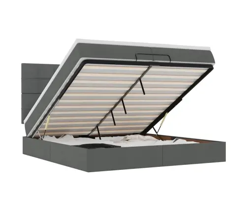 Ottomani Voodiraam Madratsitega, Tumehall, 200X200cm Kangas