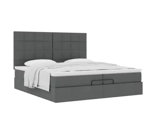 Ottomani Voodiraam Madratsitega, Tumehall, 200X200cm Kangas