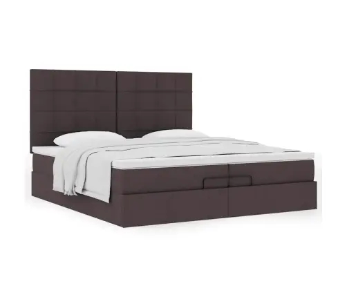 Osmaņu Gultas Rāmis Ar Matračiem Tumši Brūns 200X200Cm Audums Vidaxl