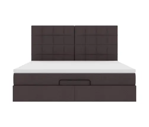 Osmaņu Gultas Rāmis Ar Matračiem Tumši Brūns 200X200Cm Audums Vidaxl