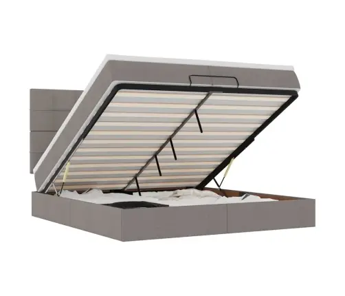 Osmaņu Gultas Rāmis Ar Matračiem Pelēkbrūns 200X200Cm Audums Vidaxl