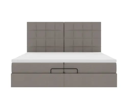 Osmaņu Gultas Rāmis Ar Matračiem Pelēkbrūns 200X200Cm Audums Vidaxl