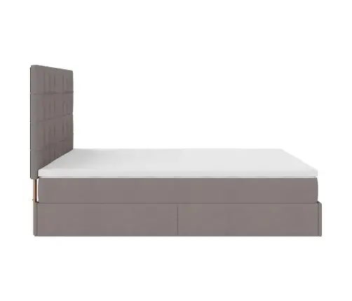 Osmaņu Gultas Rāmis Ar Matračiem Pelēkbrūns 200X200Cm Audums Vidaxl