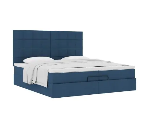 Ottomani Voodiraam Madratsitega, Sinise, 200X200cm Kangas