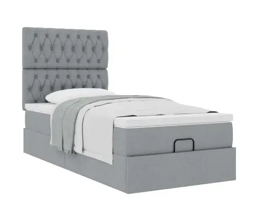 Osmaņu Gultas Rāmis Ar Matraci Gaiši Pelēks 80X200Cm Audums Vidaxl