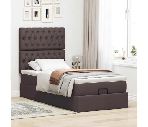 Osmaņu Gultas Rāmis Ar Matrača Tumši Brūns 80X200 Cm Audums Vidaxl