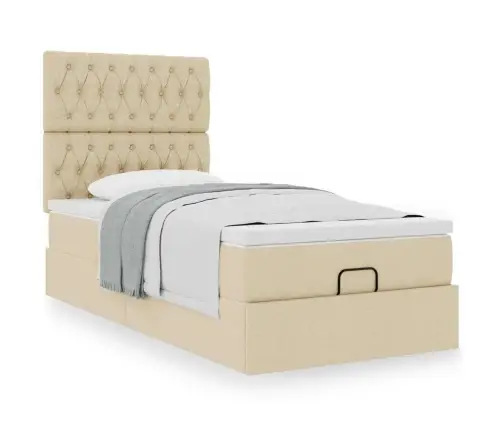 Osmaņu Gultas Rāmis Ar Matrača Krēma 80X200 Cm Audums Vidaxl