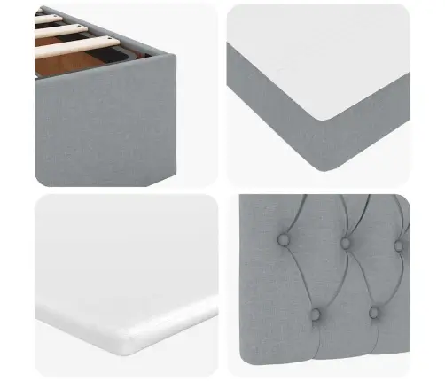 Ottomani Voodiraam Madratsiga, Helehall, 90X190cm Kangas