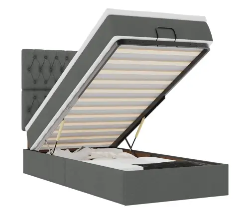 Osmaņu Gultas Rāmis Ar Matrača Tumši Pelēks 90X190 Cm Audums Vidaxl