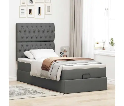 Osmaņu Gultas Rāmis Ar Matrača Tumši Pelēks 90X190 Cm Audums Vidaxl