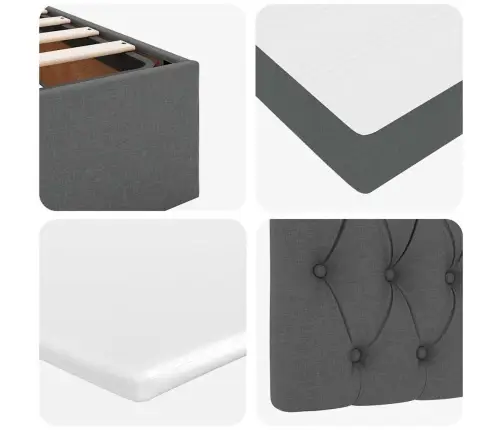 Osmaņu Gultas Rāmis Ar Matrača Tumši Pelēks 90X190 Cm Audums Vidaxl