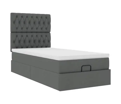 Osmaņu Gultas Rāmis Ar Matrača Tumši Pelēks 90X190 Cm Audums Vidaxl