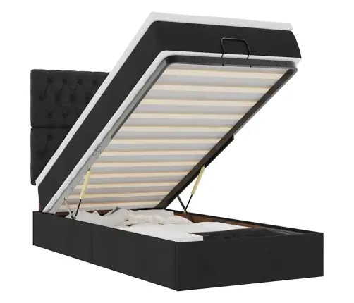 Osmaņu Gultas Rāmis Ar Matrača Melns 90X190 Cm Audums Vidaxl