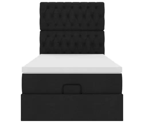 Osmaņu Gultas Rāmis Ar Matrača Melns 90X190 Cm Audums Vidaxl