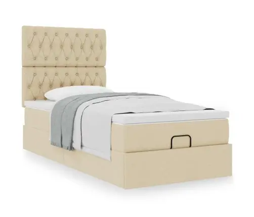 Osmaņu Gultas Rāmis Ar Matrača Krēma 90X190 Cm Audums Vidaxl