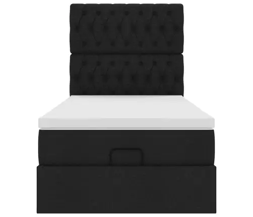 Osmaņu Gultas Rāmis Ar Matrača Melns 90X200 Cm Audums Vidaxl