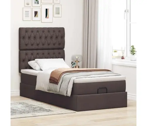 Osmaņu Gultas Rāmis Ar Matrača Tumši Brūns 90X200 Cm Audums Vidaxl