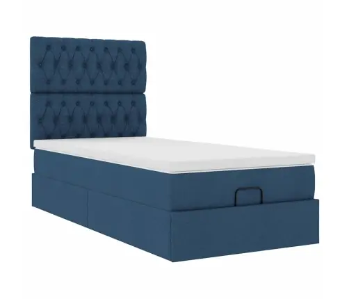 Osmaņu Gultas Rāmis Ar Matrača Zils 90X200 Cm Audums Vidaxl