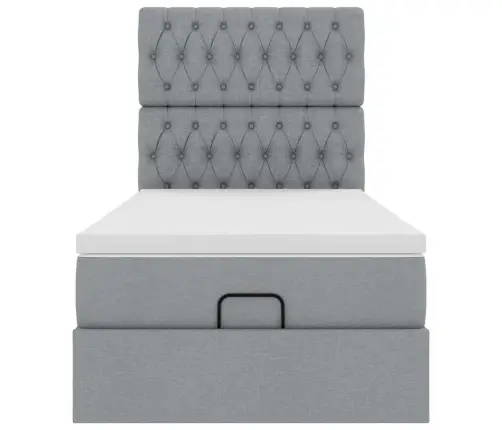 Osmaņu Gultas Rāmis Ar Matrača Gaiši Pelēks 100X200 Cm Audums Vidaxl