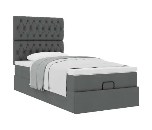 Osmaņu Gultas Rāmis Ar Matrača Tumši Pelēks 100X200 Cm Audums Vidaxl