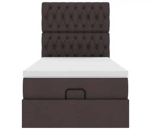 Ottomani Voodi Madratsiga, Tumepruun, 100X200 cm Kangas