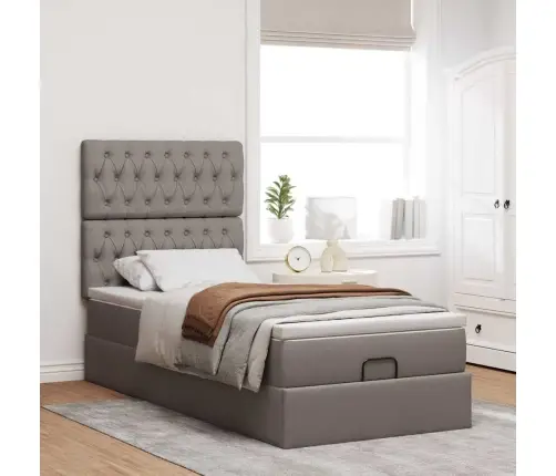 Osmaņu Gultas Rāmis Ar Matrača Pelēkbrūna 100X200 Cm Audums Vidaxl