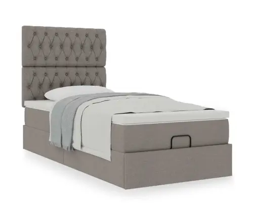 Osmaņu Gultas Rāmis Ar Matrača Pelēkbrūna 100X200 Cm Audums Vidaxl